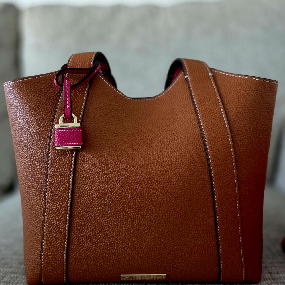 Aldo Tan Tote Bag with Pink Detail